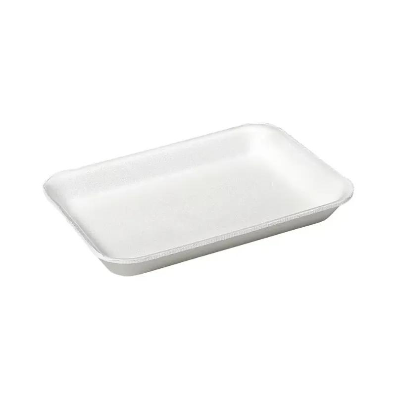 TR02P Meat Tray 8.25X5.75X0.875 IN Polystyrene Foam White Rectangle Heavy 400/Bundle