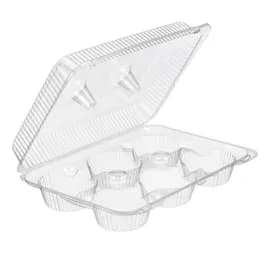 Essentials Muffin Hinged Container With Dome Lid 12.1875X8.75X3.25 IN 6 Compartment RPET Clear Rectangle 150/Case