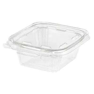 Safe-T-Fresh® Deli Container Hinged With Flat Lid 12 OZ RPET Clear Rectangle Smooth Wall Leak Resistant 240/Case