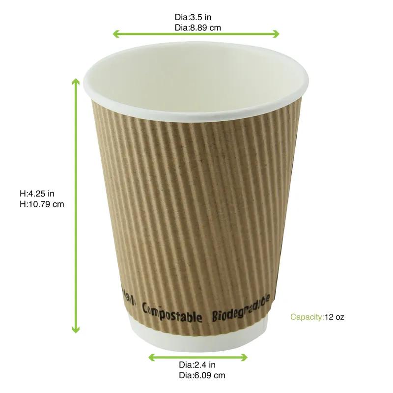 Cup 12 OZ SSPLA Kraft Freezer Safe 25 Count/Pack 20 Packs/Case 500 Count/Case