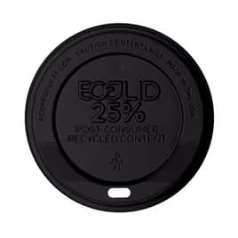 Ecolid® Lid Flat RPET Black For 10-20 OZ Hot Cup Sip Through 1000/Case