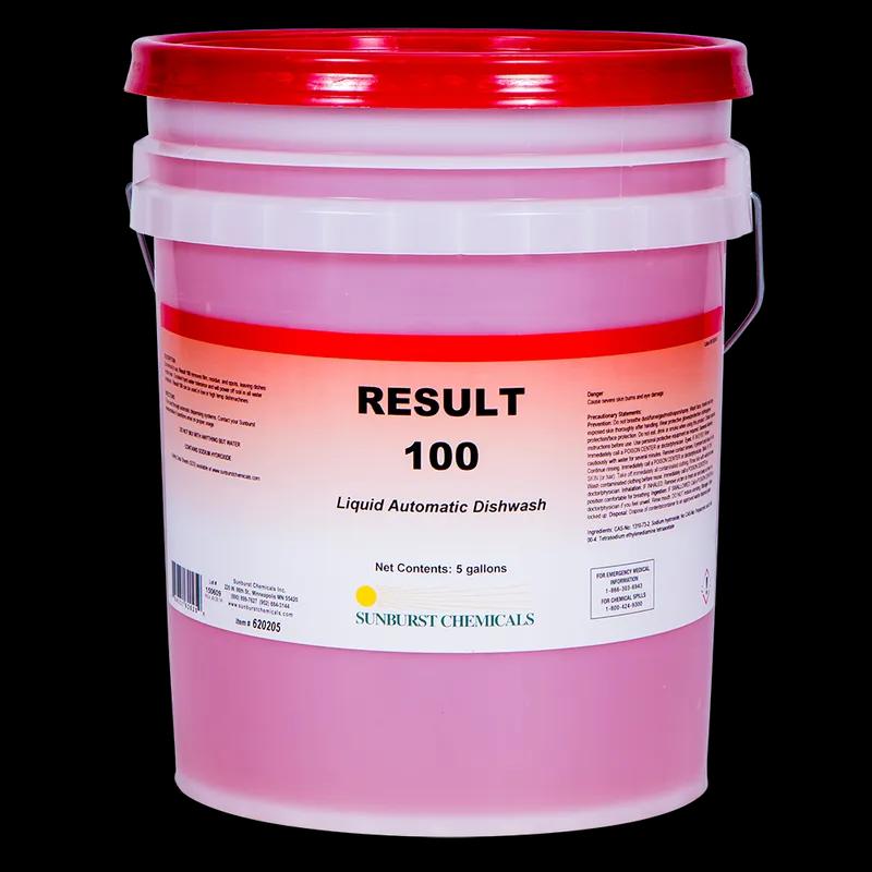 Result 100 Dishmachine Detergent 5 GAL Liquid Low Temperature High Temperature 1/Pail