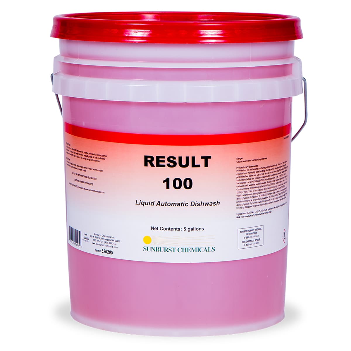 Result 100 Dishmachine Detergent 5 GAL Liquid Low Temperature High Temperature 1/Pail