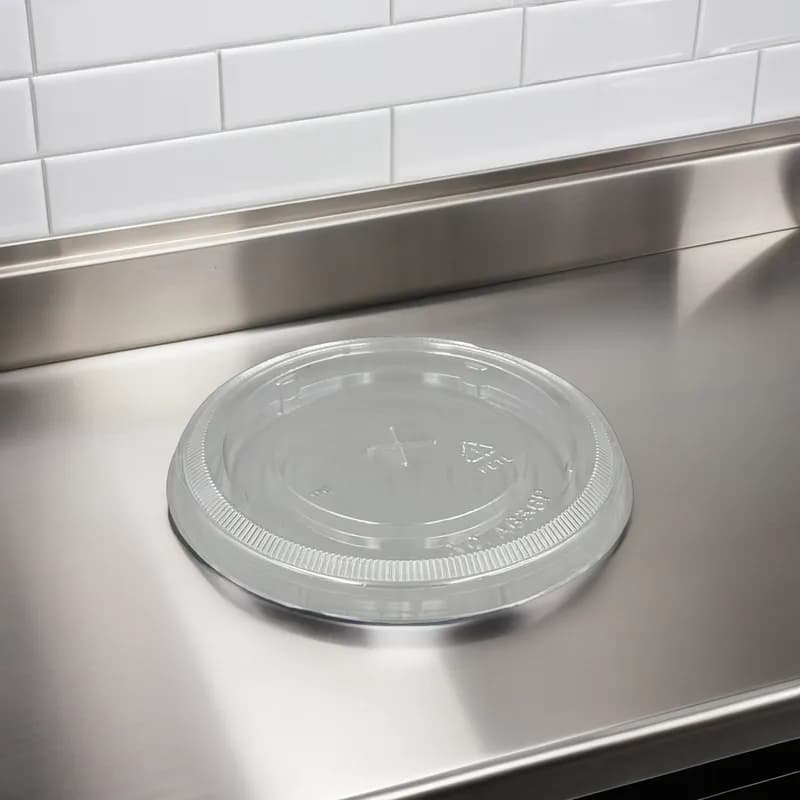 Lid Flat Plastic Clear For 32 OZ Cup With Hole 500/Case