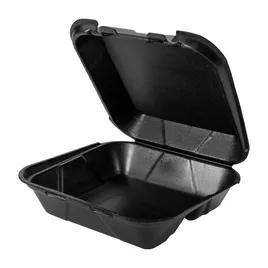 Take-Out Container Hinged 8X8 IN Polystyrene Foam Black 200/Case