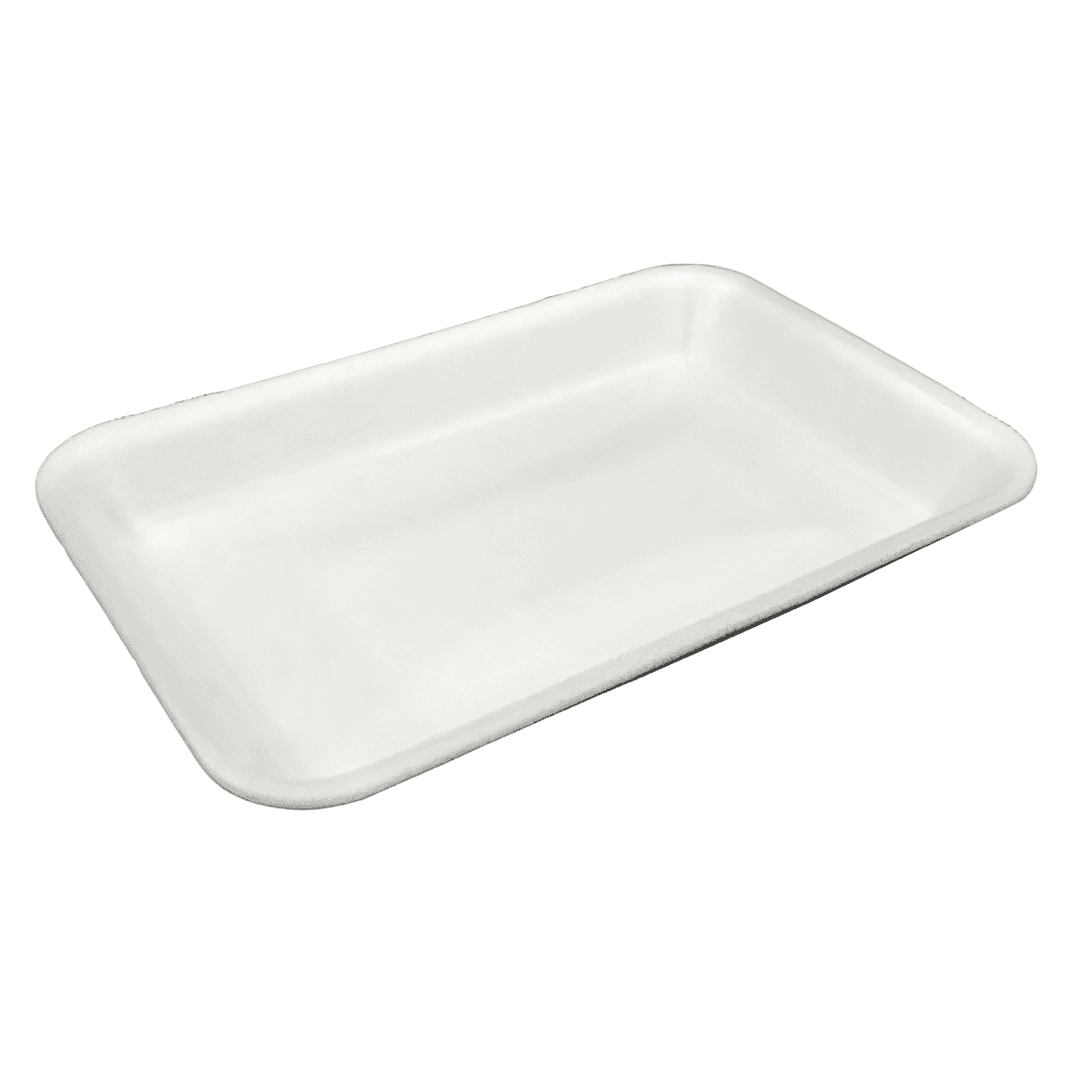 16S Meat Tray 1 Compartment Polystyrene Foam White 250/Case
