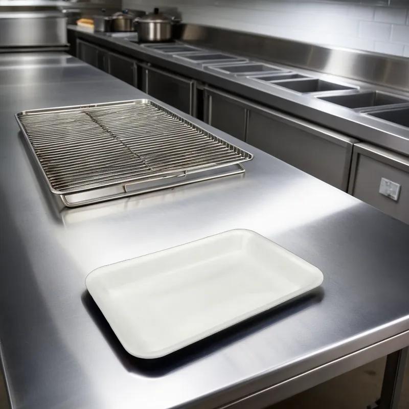 16S Meat Tray 1 Compartment Polystyrene Foam White 250/Case