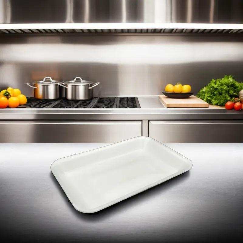 17S Meat Tray 1 Compartment Polystyrene Foam White 1000/Case