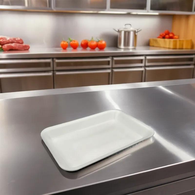 17S Meat Tray 1 Compartment Polystyrene Foam White 1000/Case