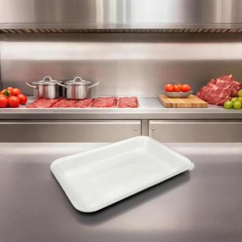 17S Meat Tray 1 Compartment Polystyrene Foam White 1000/Case