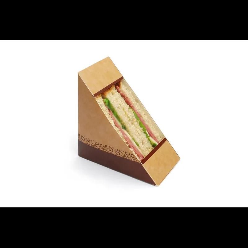 Sandwich Wedge 6.85X2.85 IN Paper Kraft #Readyfresh FDA Compliant With Window 500/Case