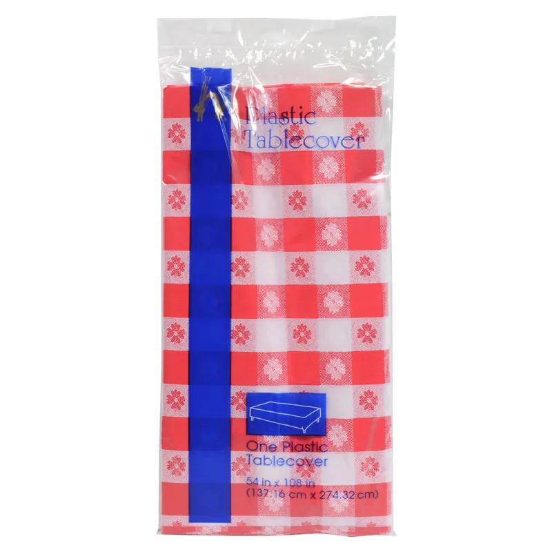 Table Cover 54X108 IN Plastic Red Gingham 12/Case