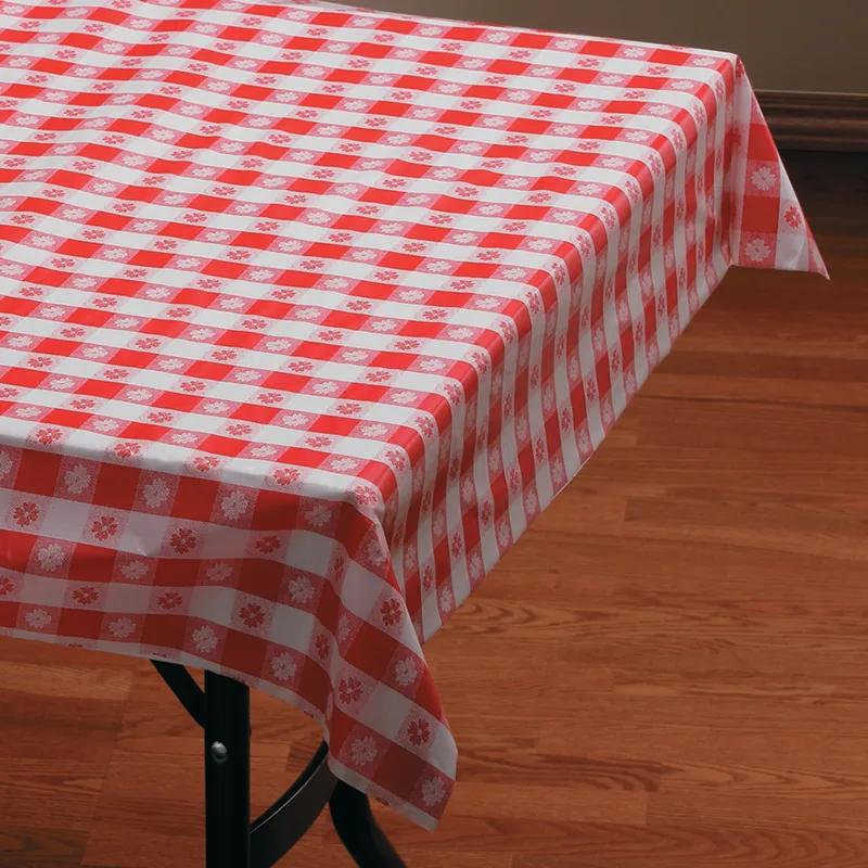 Table Cover 54X108 IN Plastic Red Gingham 12/Case