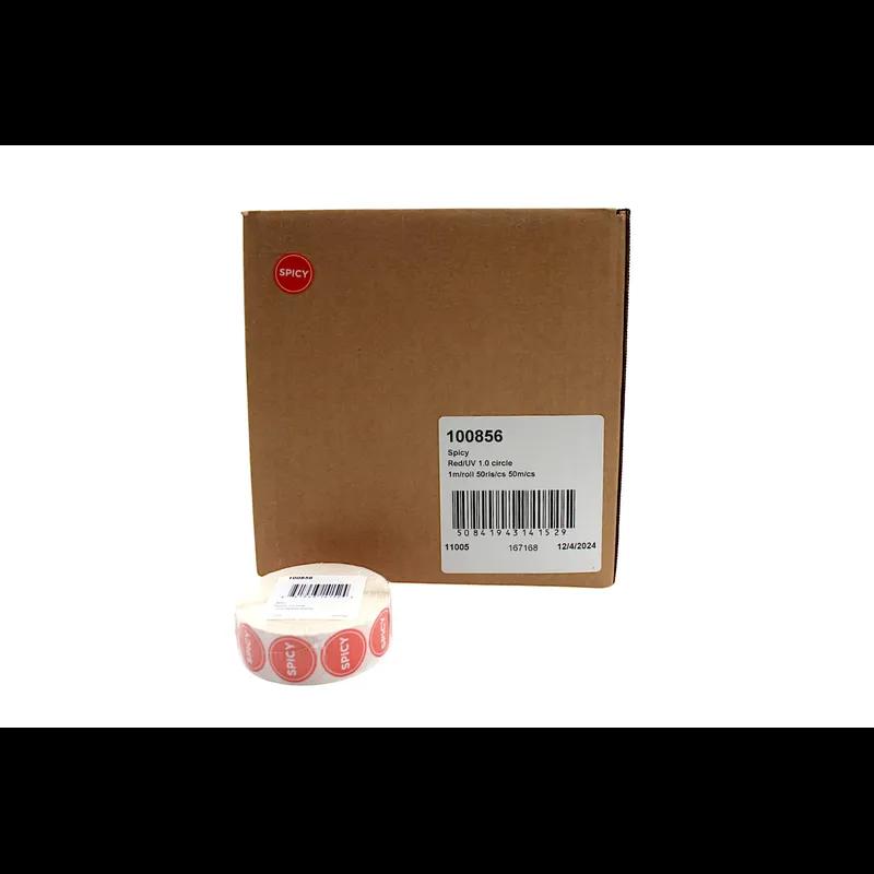 Spicy Deli Label 1 IN Red Circle UV 1000 Count/Roll 50 Rolls/Case 50000 Count/Case