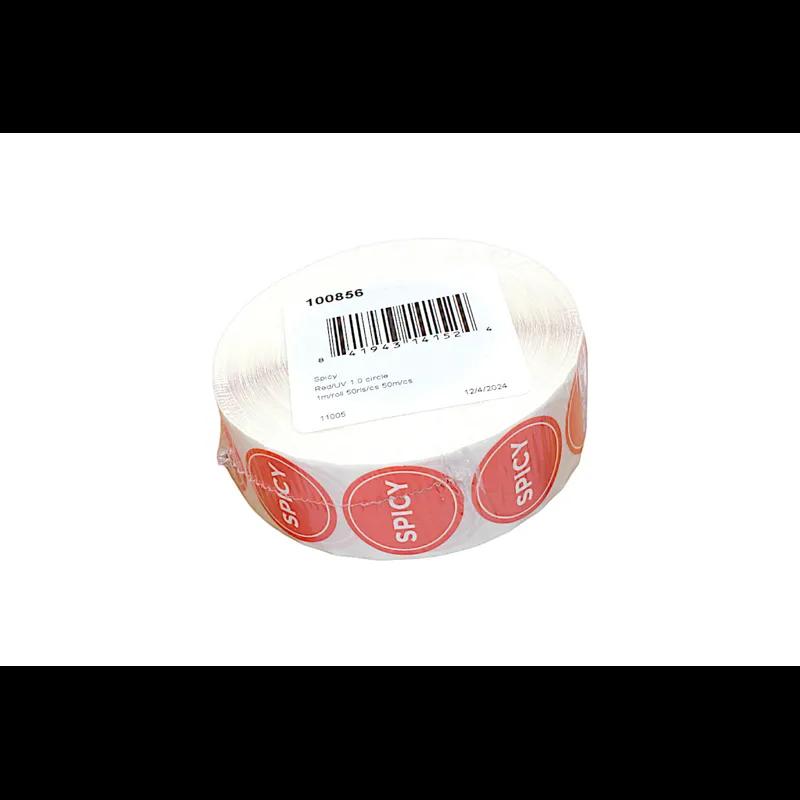 Spicy Deli Label 1 IN Red Circle UV 1000 Count/Roll 50 Rolls/Case 50000 Count/Case