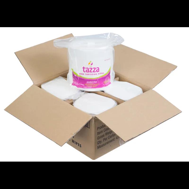 Tazza Hand Sanitizer Wipe 4.3X7.1 IN White Alcohol Free 1200 Sheets/Pack 4 Packs/Case