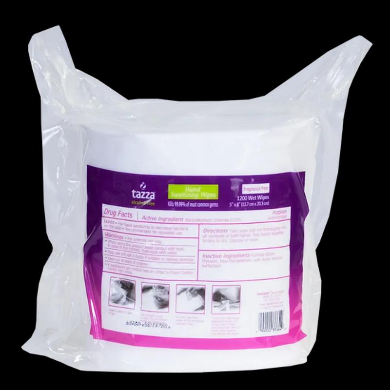 Tazza Hand Sanitizer Wipe 4.3X7.1 IN White Alcohol Free 1200 Sheets/Pack 4 Packs/Case