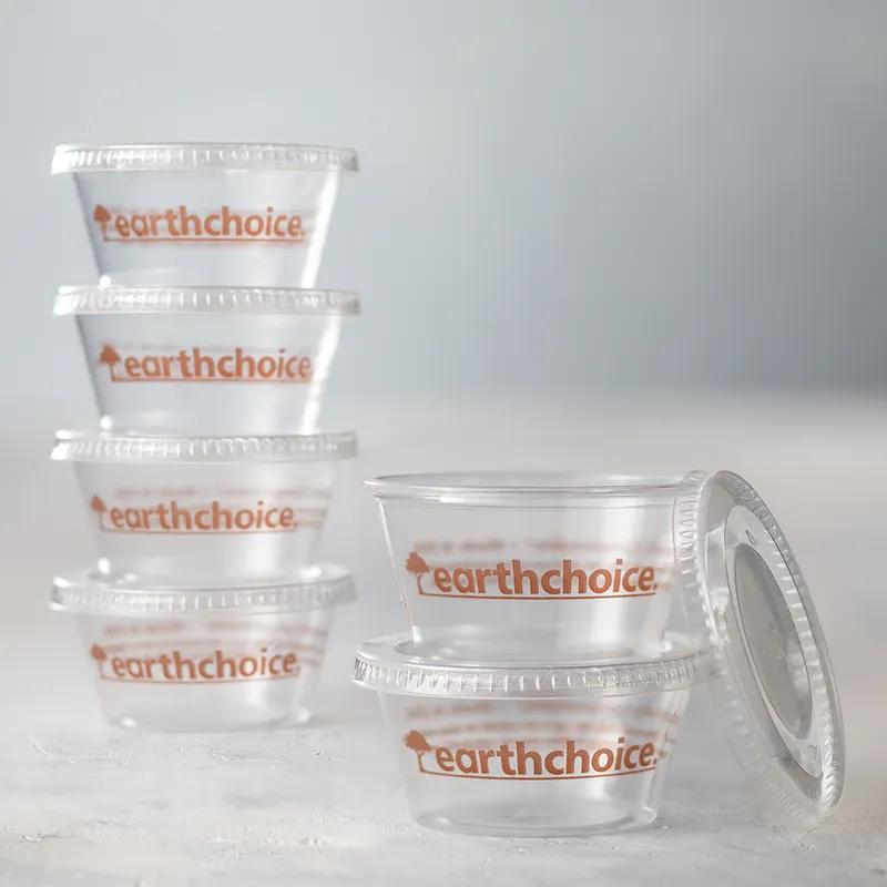 EarthChoice® Lid PLA Clear For 2 OZ Portion Cup 2400/Case