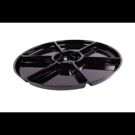 Serving Tray Base 16 IN 6 Compartment PS Black Round 25/Case