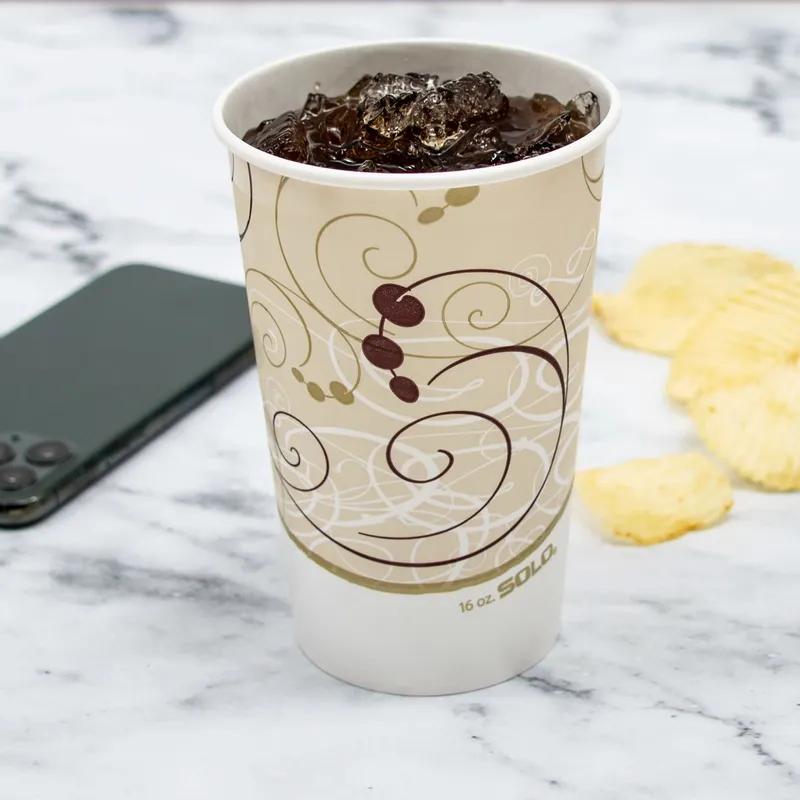 Solo® Cold Cup 16 OZ Double Sided Poly Paper (DSP) Multicolor Symphony® Stock Print 50 Count/Pack 20 Packs/Case