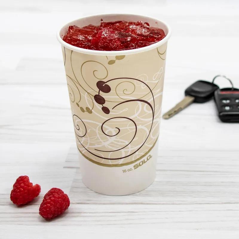 Solo® Cold Cup 16 OZ Double Sided Poly Paper (DSP) Multicolor Symphony® Stock Print 50 Count/Pack 20 Packs/Case