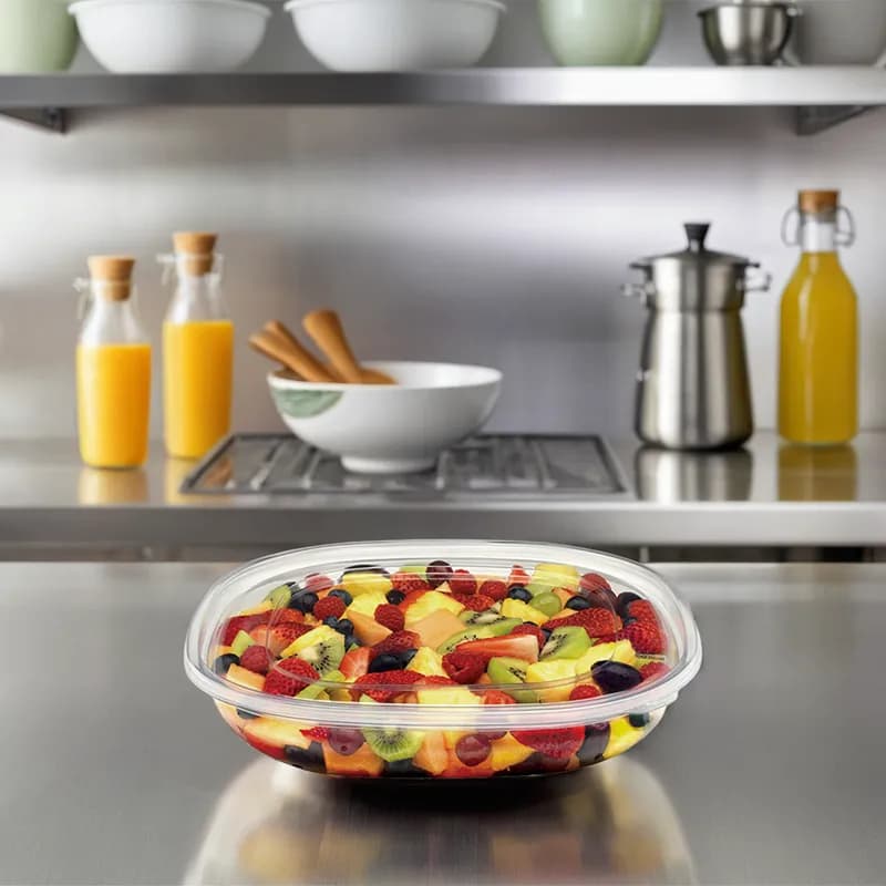 Bowl Large (LG) 80 OZ PET Clear Square Catering 50/Case