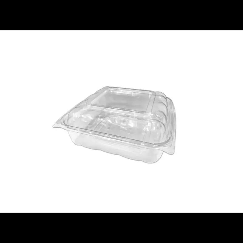 Take-Out Container Hinged Medium (MED) 9.3X9.3X3.59 IN PET Clear Square 170/Case