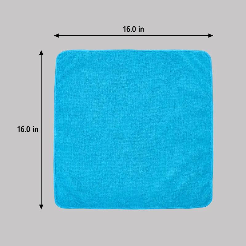 Cleaning Cloth 16X16 IN Light Duty Microfiber Blue Economy 24 Count/Pack 12 Packs/Case 288 Count/Case