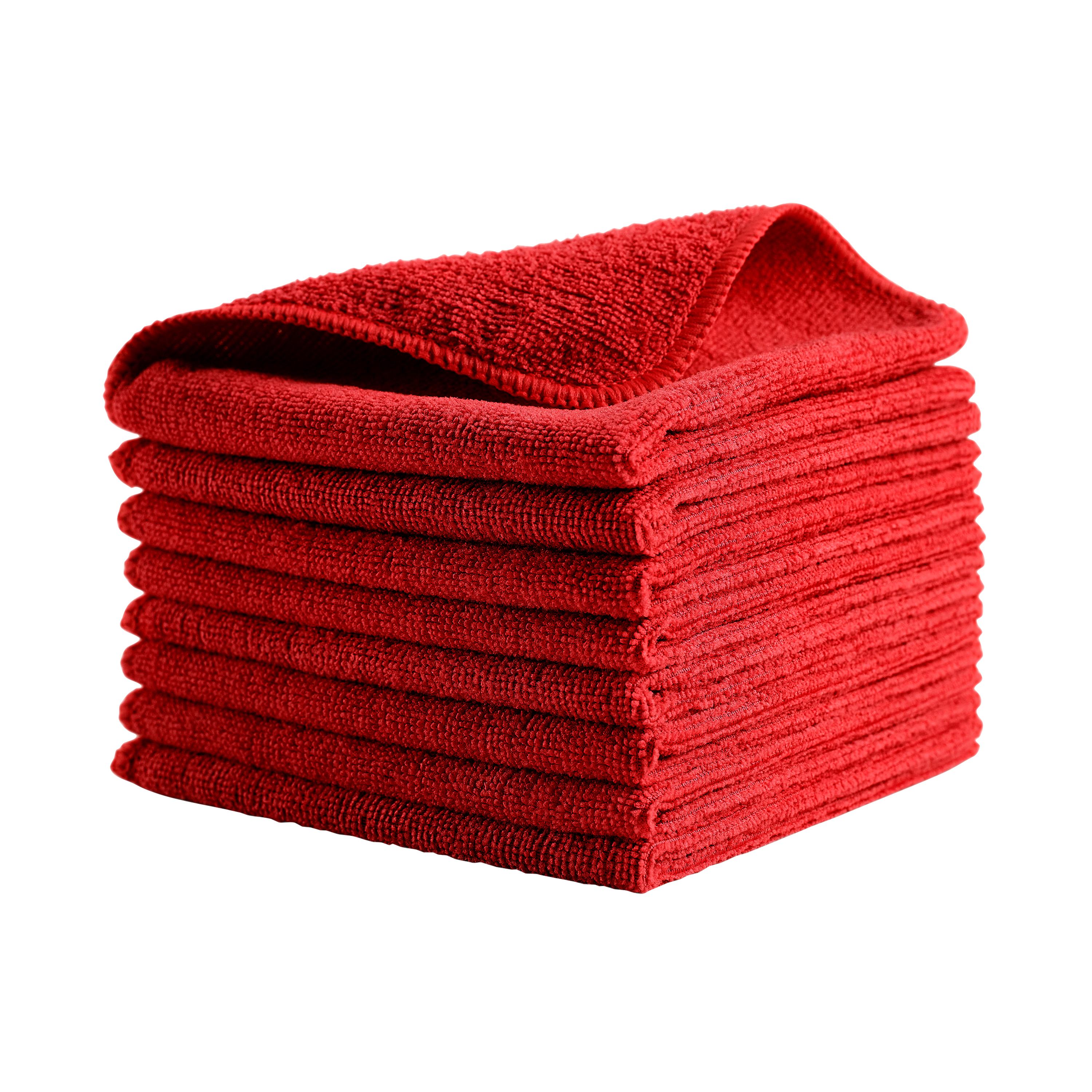 Cleaning Cloth 12X12 IN Light Duty Microfiber Red Economy 24/Pack