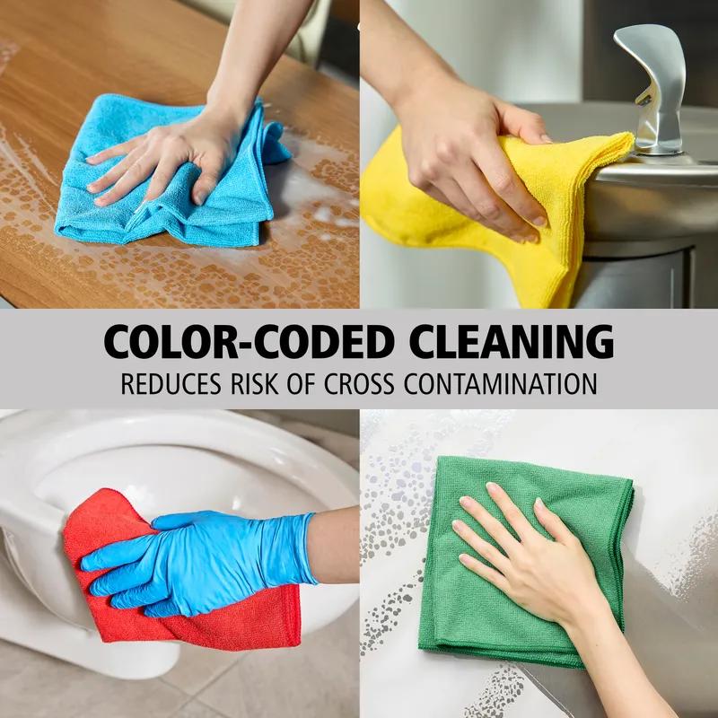 Cleaning Cloth 12X12 IN Light Duty Microfiber Green Economy 24/Pack