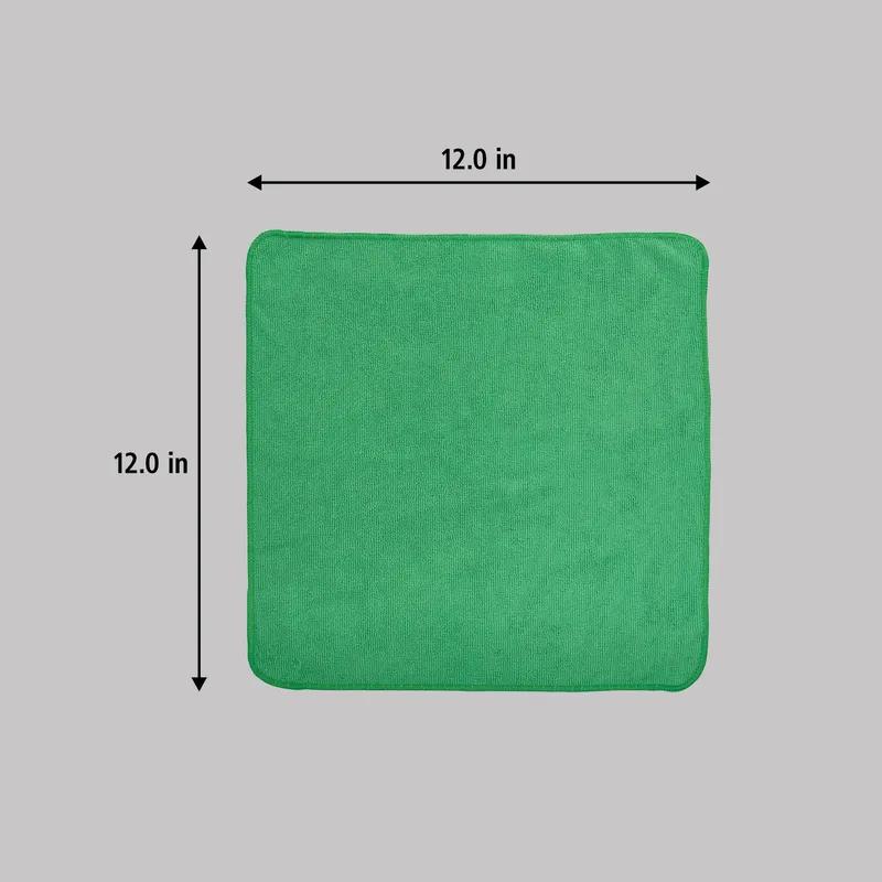 Cleaning Cloth 12X12 IN Light Duty Microfiber Green Economy 24/Pack