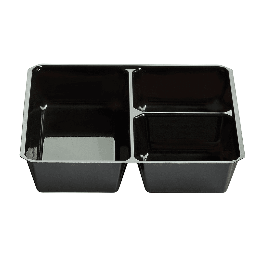 Fresh 'n Clear® GoCube® Take-Out Container Insert 5.12X5.12X1 IN 3 Compartment PET Black 600/Case