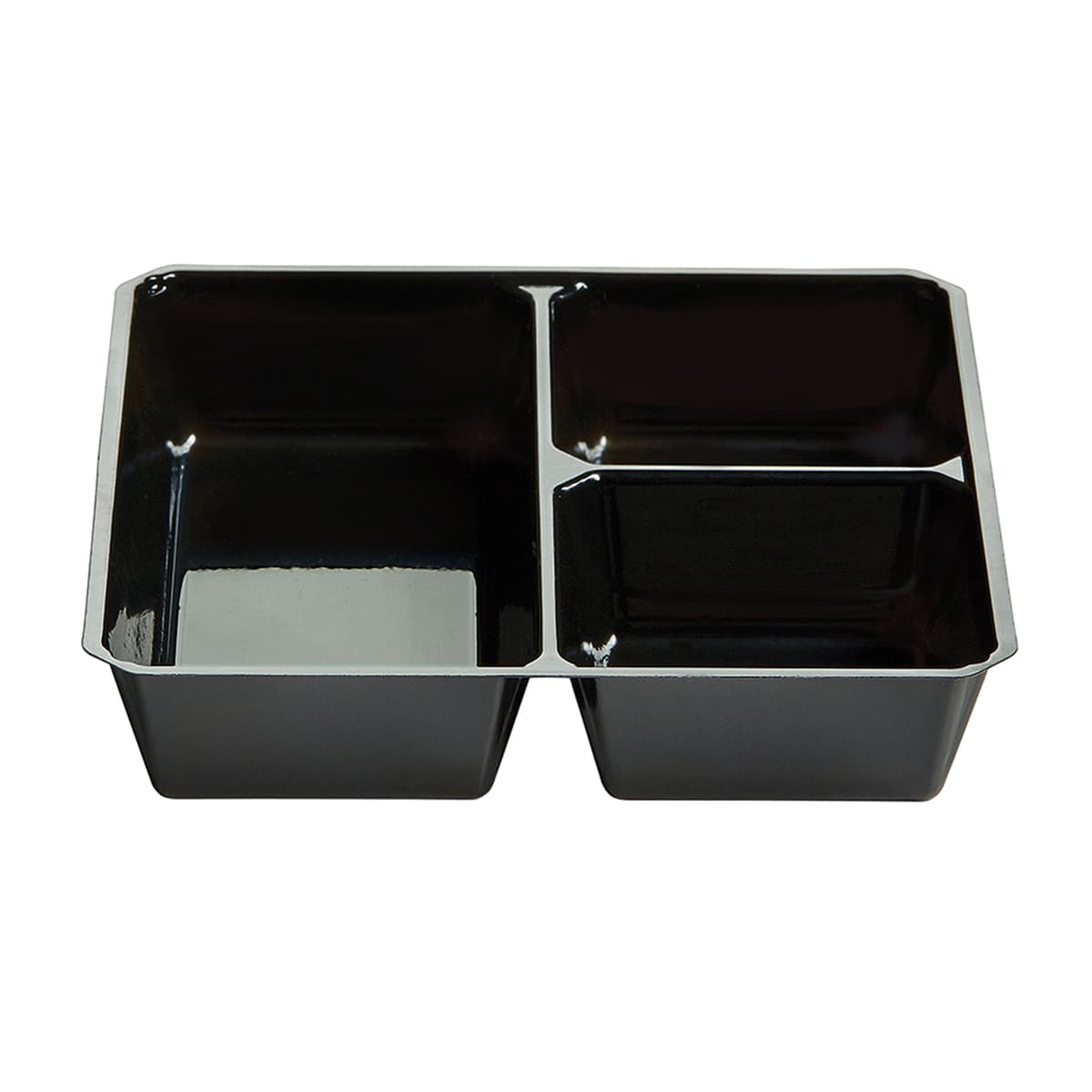 Fresh 'n Clear® GoCube® Take-Out Container Insert 5.12X5.12X1 IN 3 Compartment PET Black 600/Case