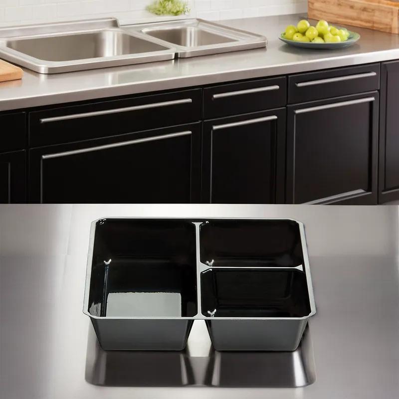 Take-Out Container Insert 5.12X5.12X1 IN 3 Compartment PET Black 600/Case