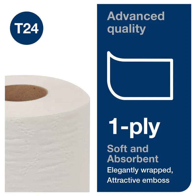 Tork Toilet Paper & Tissue Roll T24 3.75X3.94 IN 625 FT 1PLY White High Capacity Refill Advanced 2000 Sheets/Roll