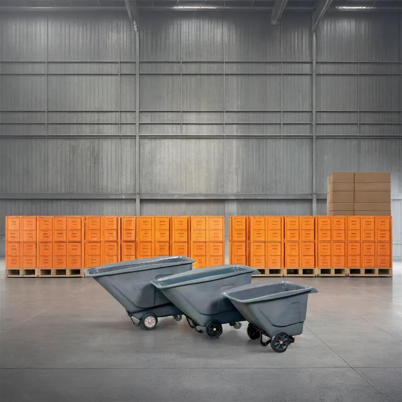 Utility Tilt Truck 1.5 Cubic Yard Gray Plastic Heavy Duty 2000 lb Load Rating With Handle No Lid 1/Each