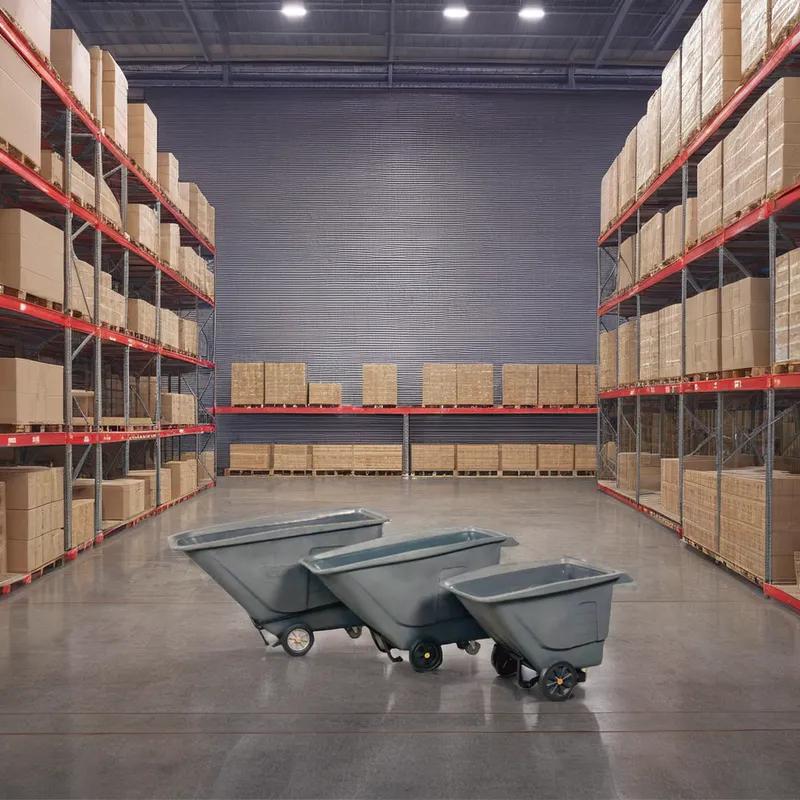 Utility Tilt Truck 1.5 Cubic Yard Gray Plastic Heavy Duty 2000 lb Load Rating With Handle No Lid 1/Each