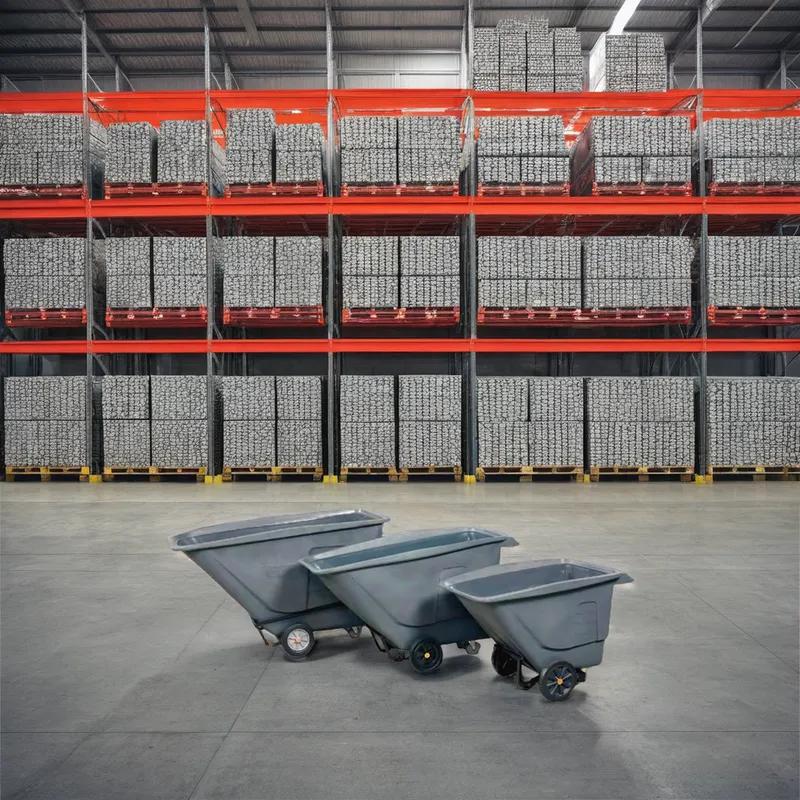 Utility Tilt Truck 1.5 Cubic Yard Gray Plastic Heavy Duty 2000 lb Load Rating With Handle No Lid 1/Each