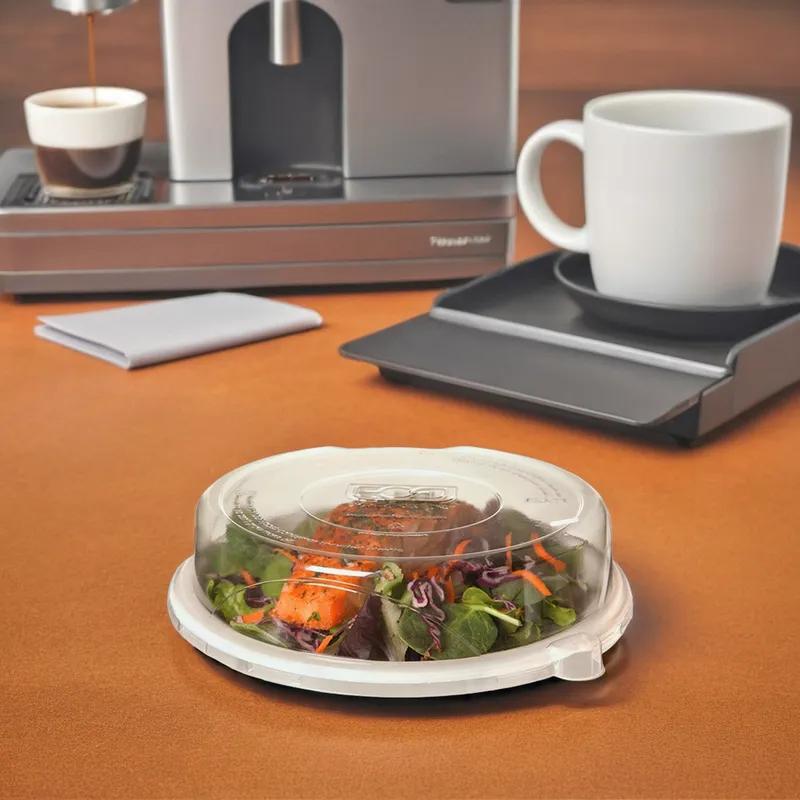 Lid Dome 9X1.5 IN 1 Compartment RPET Clear Round For Plate Unhinged 300/Case