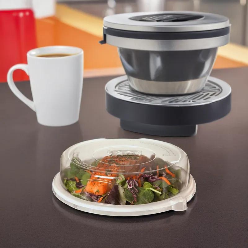 Lid Dome 9X1.5 IN 1 Compartment RPET Clear Round For Plate Unhinged 300/Case