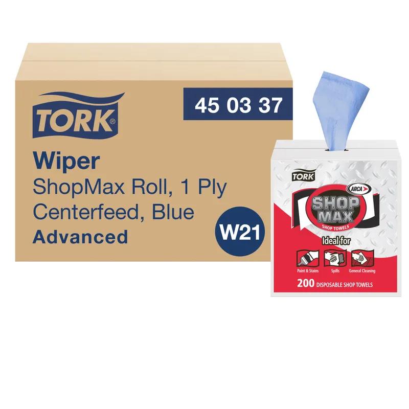 Tork ShopMax Cleaning Wipe 13X9 IN 216.667 FT Paper Blue Refill Centerfeed 200 Sheets/Roll 4 Rolls/Case 800 Sheets/Case