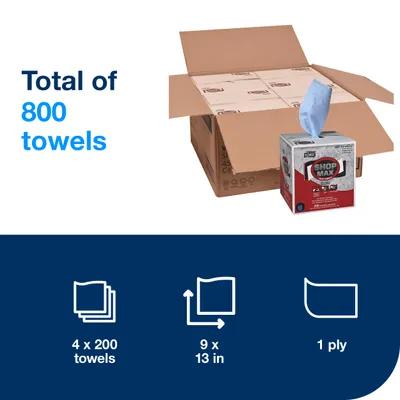 Tork ShopMax Cleaning Wipe 13X9 IN 216.667 FT Paper Blue Refill Centerfeed 200 Sheets/Roll 4 Rolls/Case 800 Sheets/Case