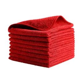 Cleaning Cloth 16X16 IN Light Duty Microfiber Red Economy 24/Pack