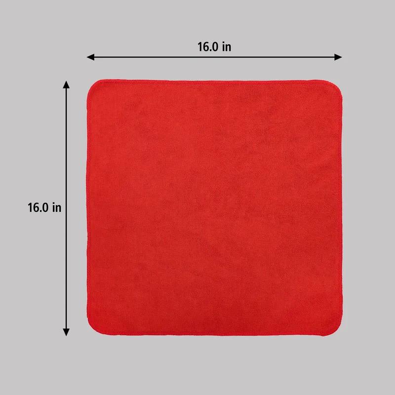 Cleaning Cloth 16X16 IN Light Duty Microfiber Red Economy 24/Pack