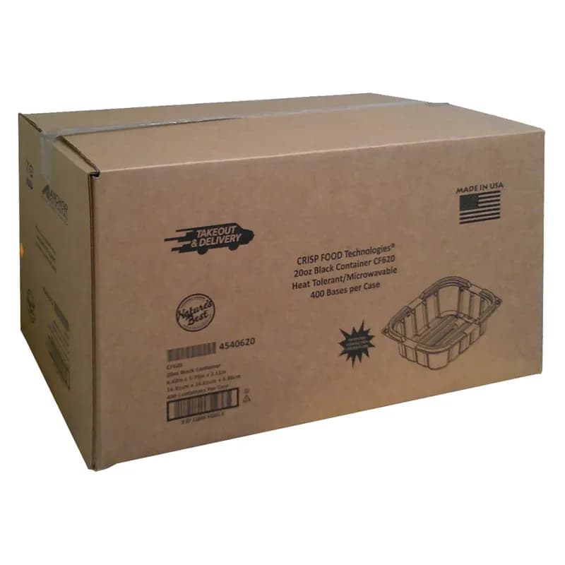 Crisp Food Technologies® Take-Out Container Base 7X6 IN Plastic Black Microwave Safe 400/Case
