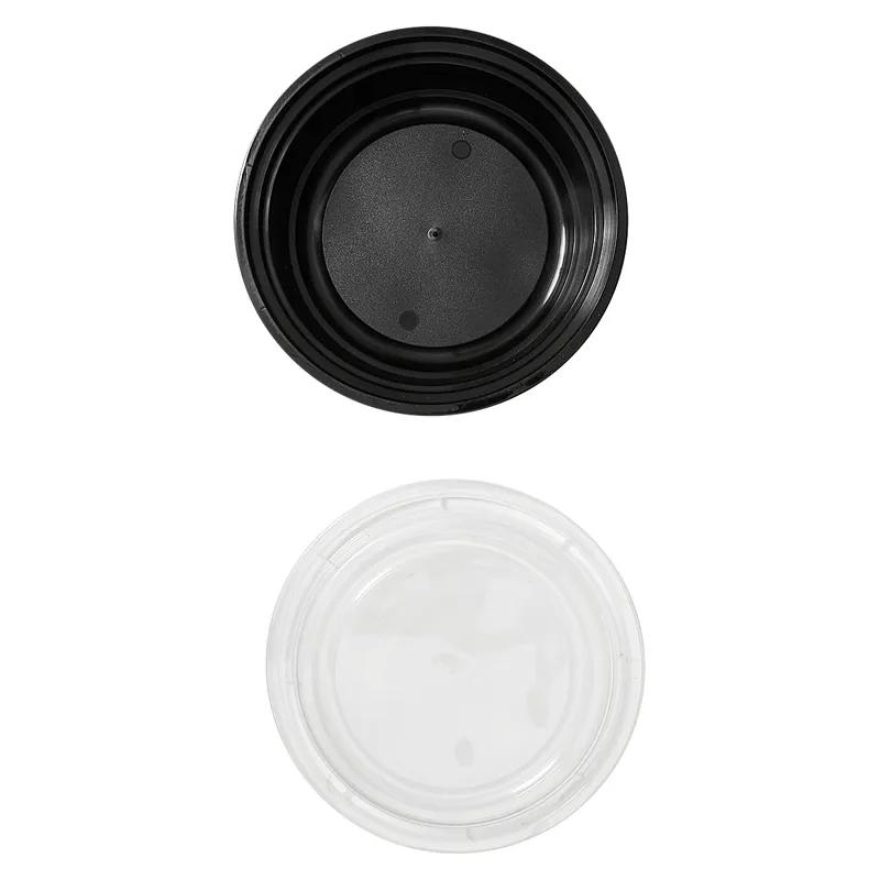 Victoria Bay Take-Out Container Base & Lid Combo 24 OZ PP Black Clear Round Shallow Microwave Safe 150/Case