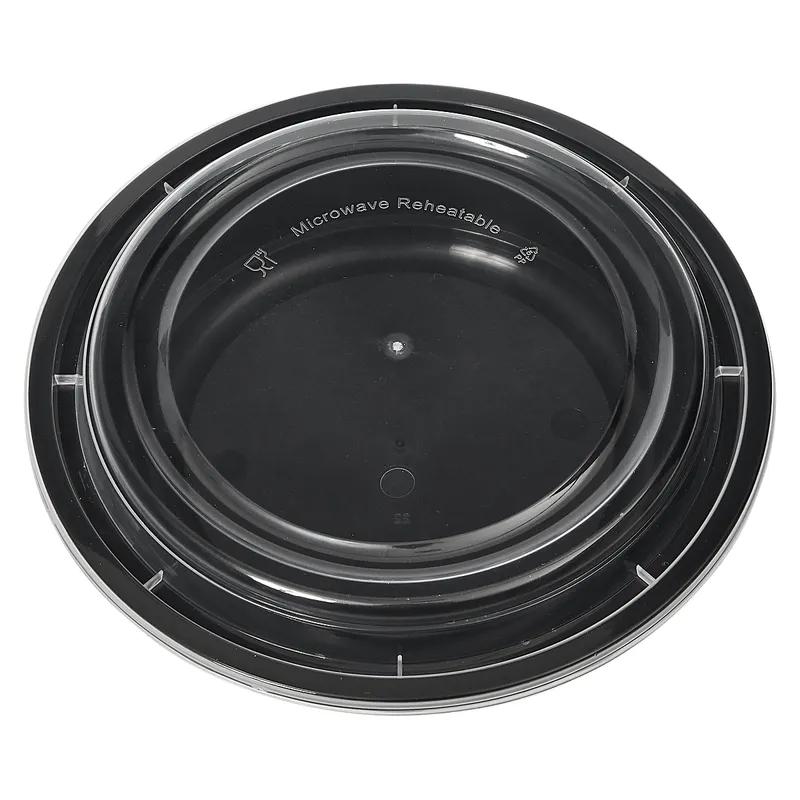 Victoria Bay Take-Out Container Base & Lid Combo 24 OZ PP Black Clear Round Shallow Microwave Safe 150/Case