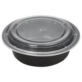 Victoria Bay Take-Out Container Base & Lid Combo 32 OZ PP Black Clear Round Shallow Microwave Safe 150/Case