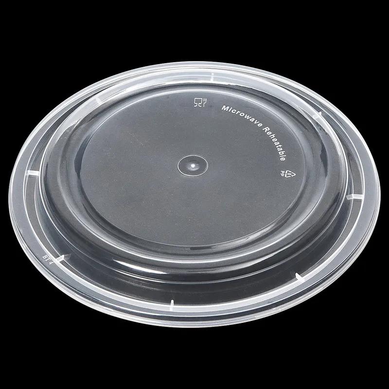 Victoria Bay Take-Out Container Base & Lid Combo 32 OZ PP Black Clear Round Shallow Microwave Safe 150/Case
