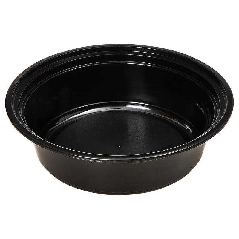 Victoria Bay Take-Out Container Base & Lid Combo 32 OZ PP Black Clear Round Shallow Microwave Safe 150/Case